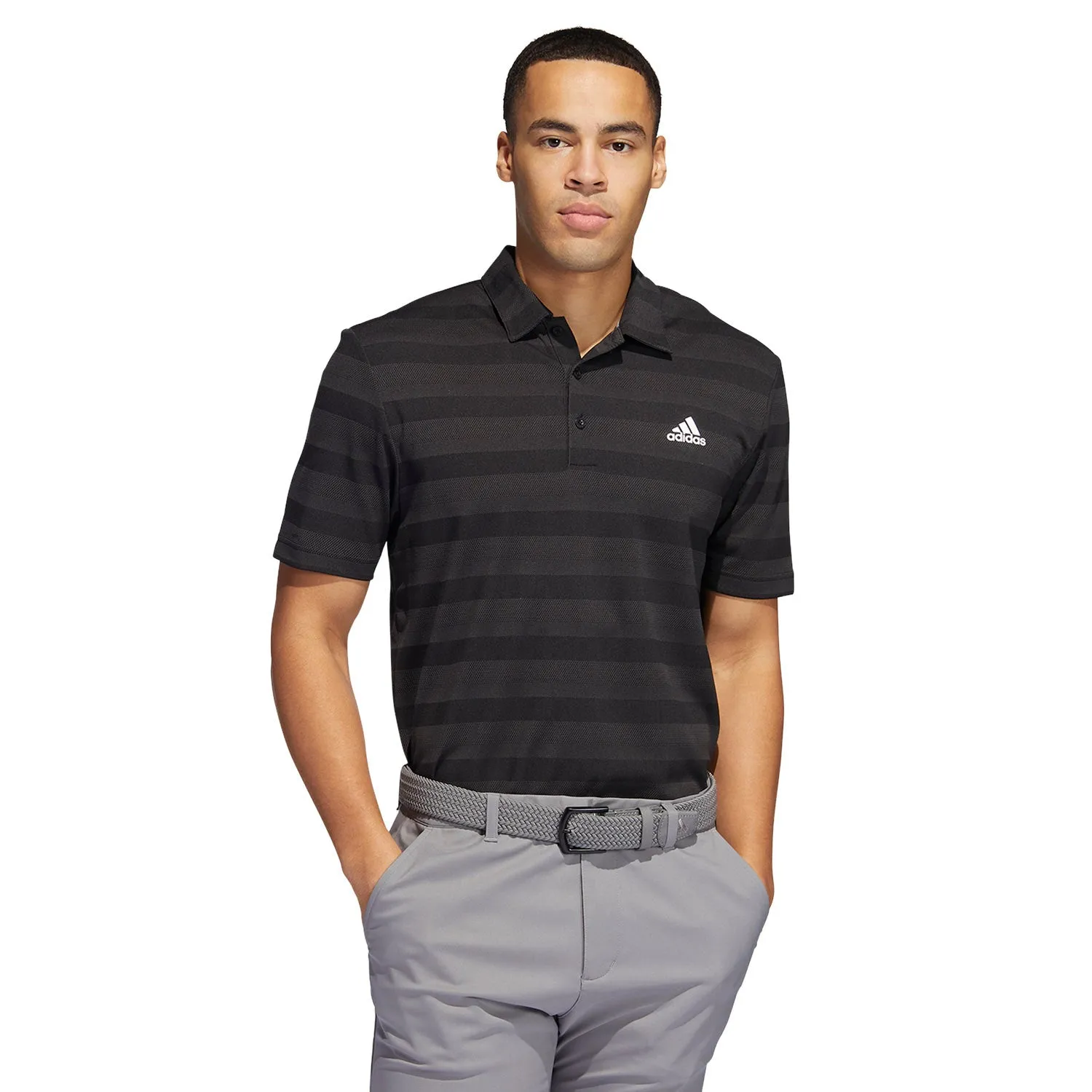adidas Two-Colour Striped Polo Shirt - Black/Grey sold by Original Green product image thumbnail 2