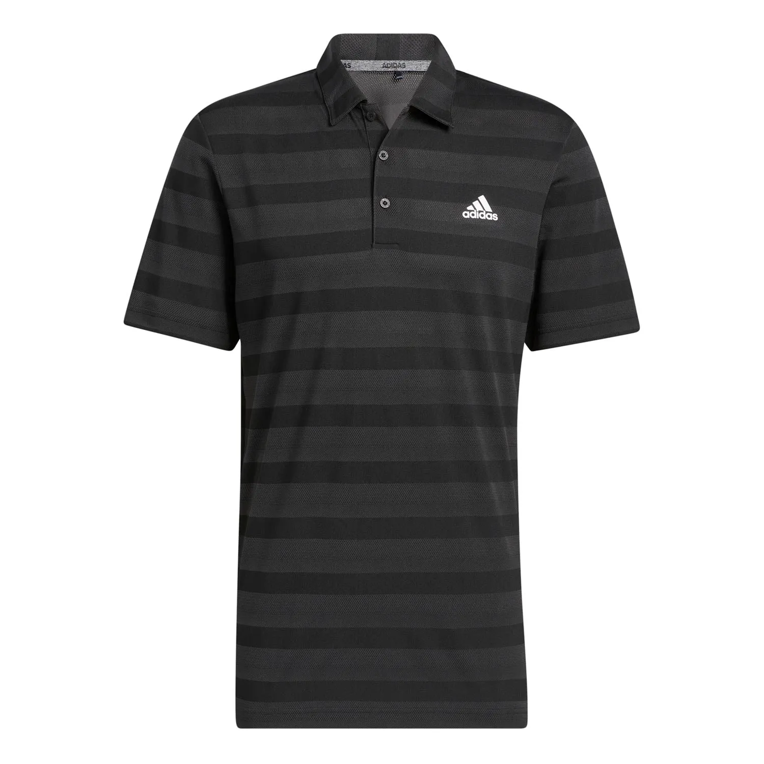 adidas Two-Colour Striped Polo Shirt - Black/Grey sold by Original Green