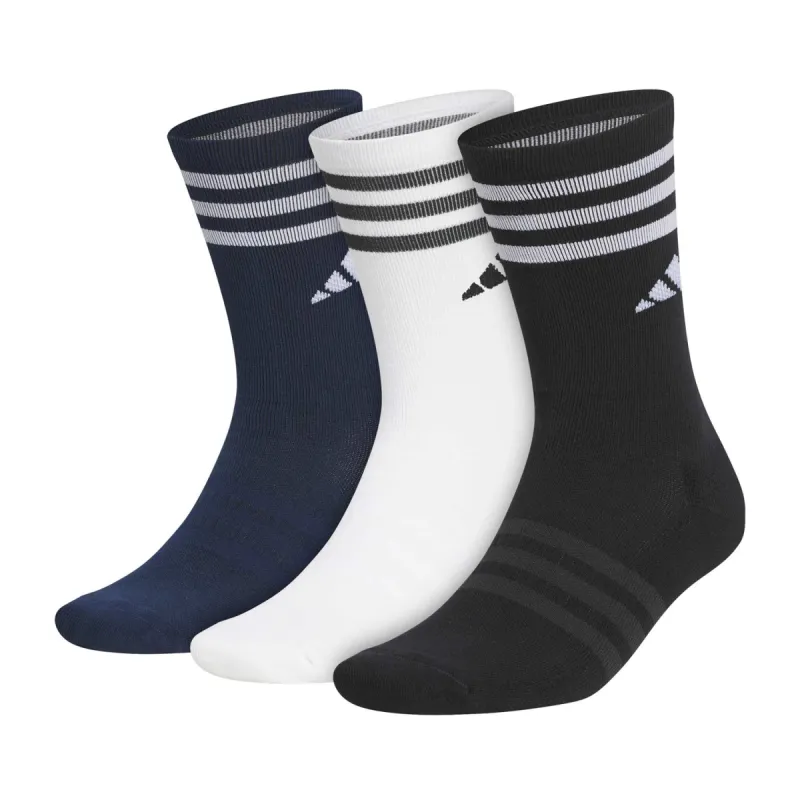 adidas Golf 3 Pack Crew Socks - Blue/White/Black sold by Original Green