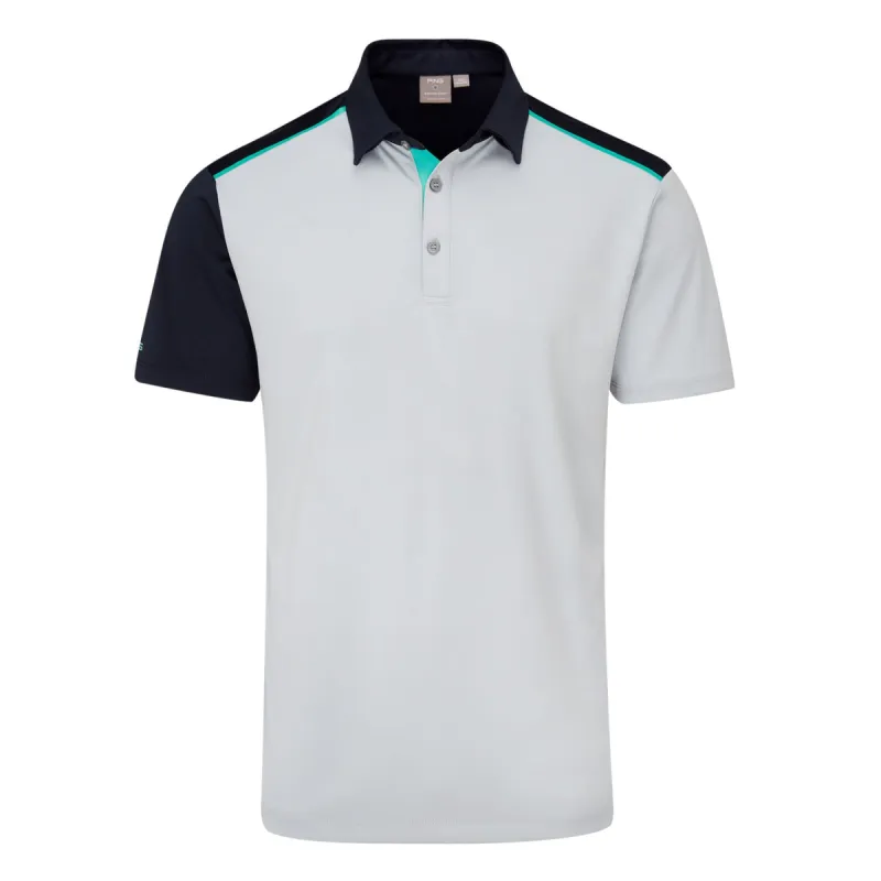 Ping Mack Golf Polo Shirt - Pearl Grey/Navy Multi sold by Original Green