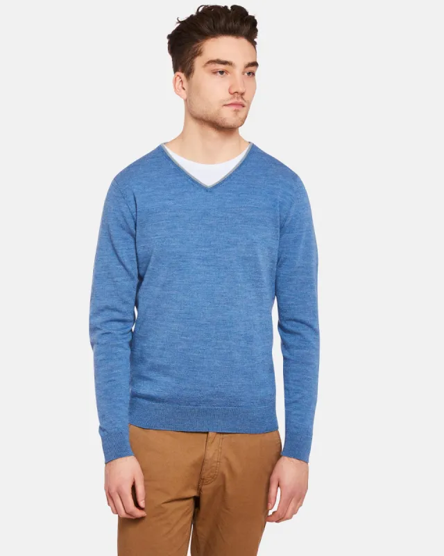 PERRY V-NECK WITH TIPPING PULLOVERX sold by Oxford Shop