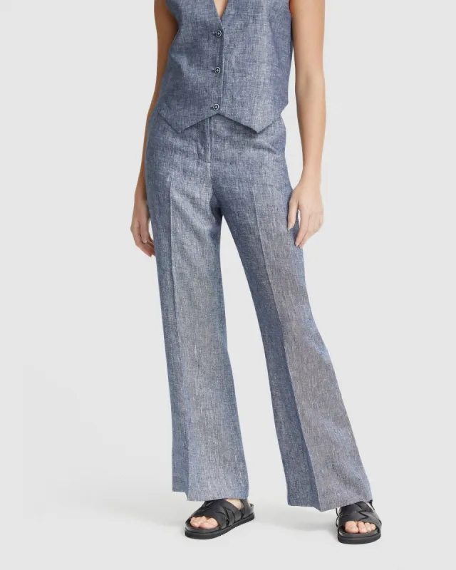 LAUREN LINEN TWILL WIDE LEG PANTS sold by Oxford Shop