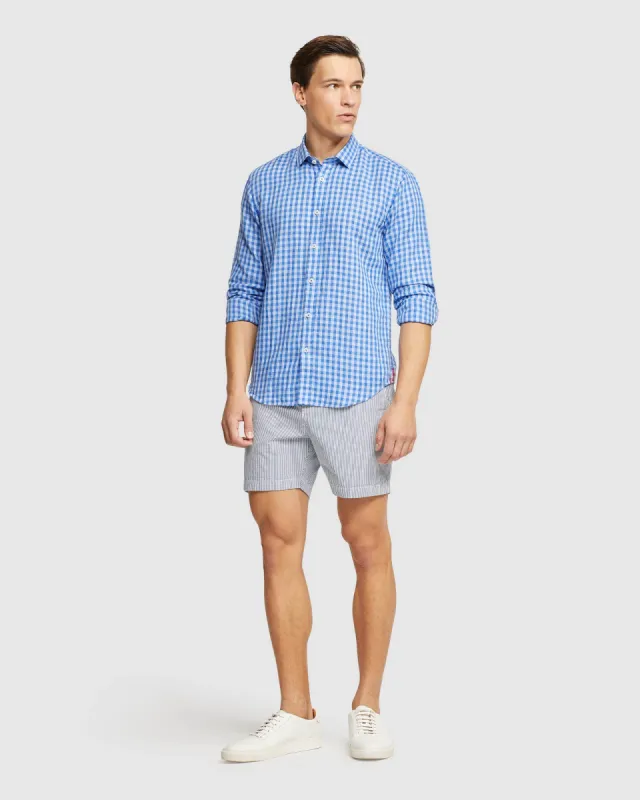 Kenton Linen Blend Checked Shirt sold by Oxford Shop