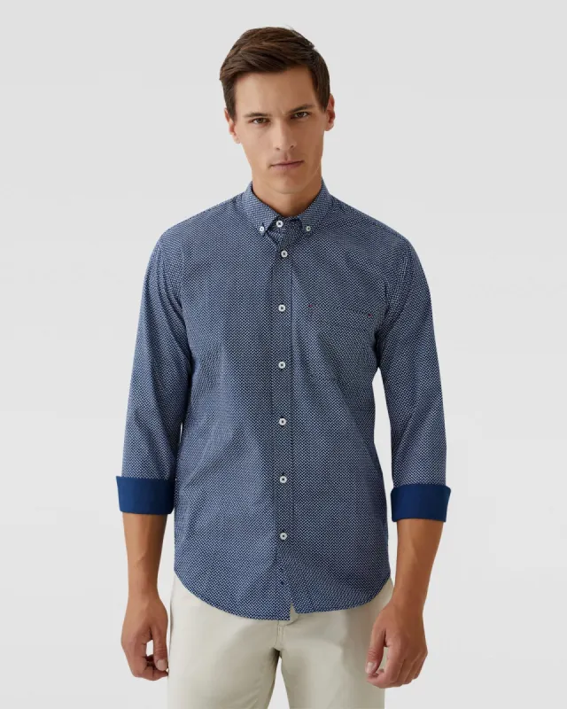 Stratton Printed Cotton Shirt sold by Oxford Shop
