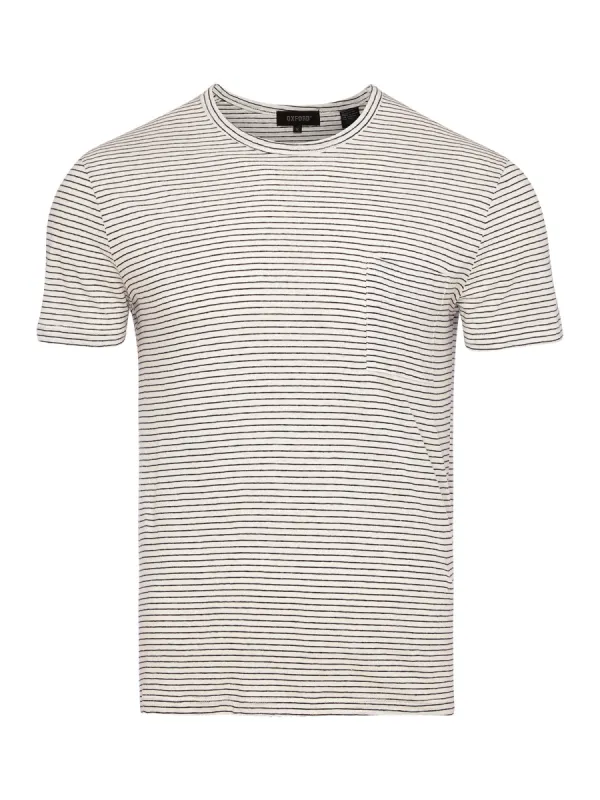 Marty Linen Blend T-Shirt White sold by Oxford Shop