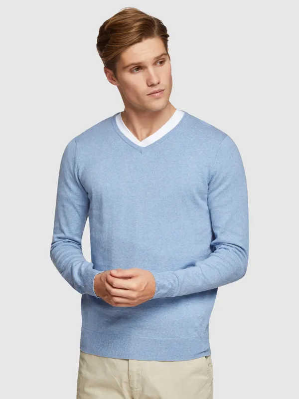 COTTON CASHMERE V-NECK PULLOVER sold by Oxford Shop