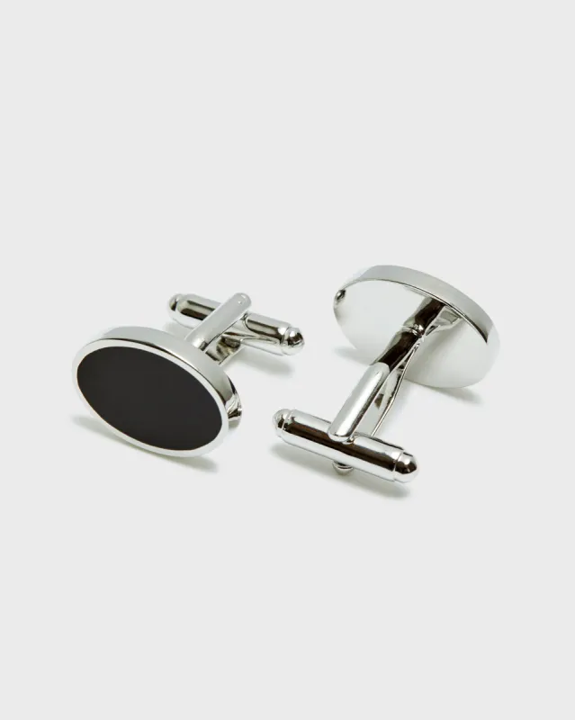 BLACK INLAY OVAL CUFF LINK SET sold by Oxford Shop