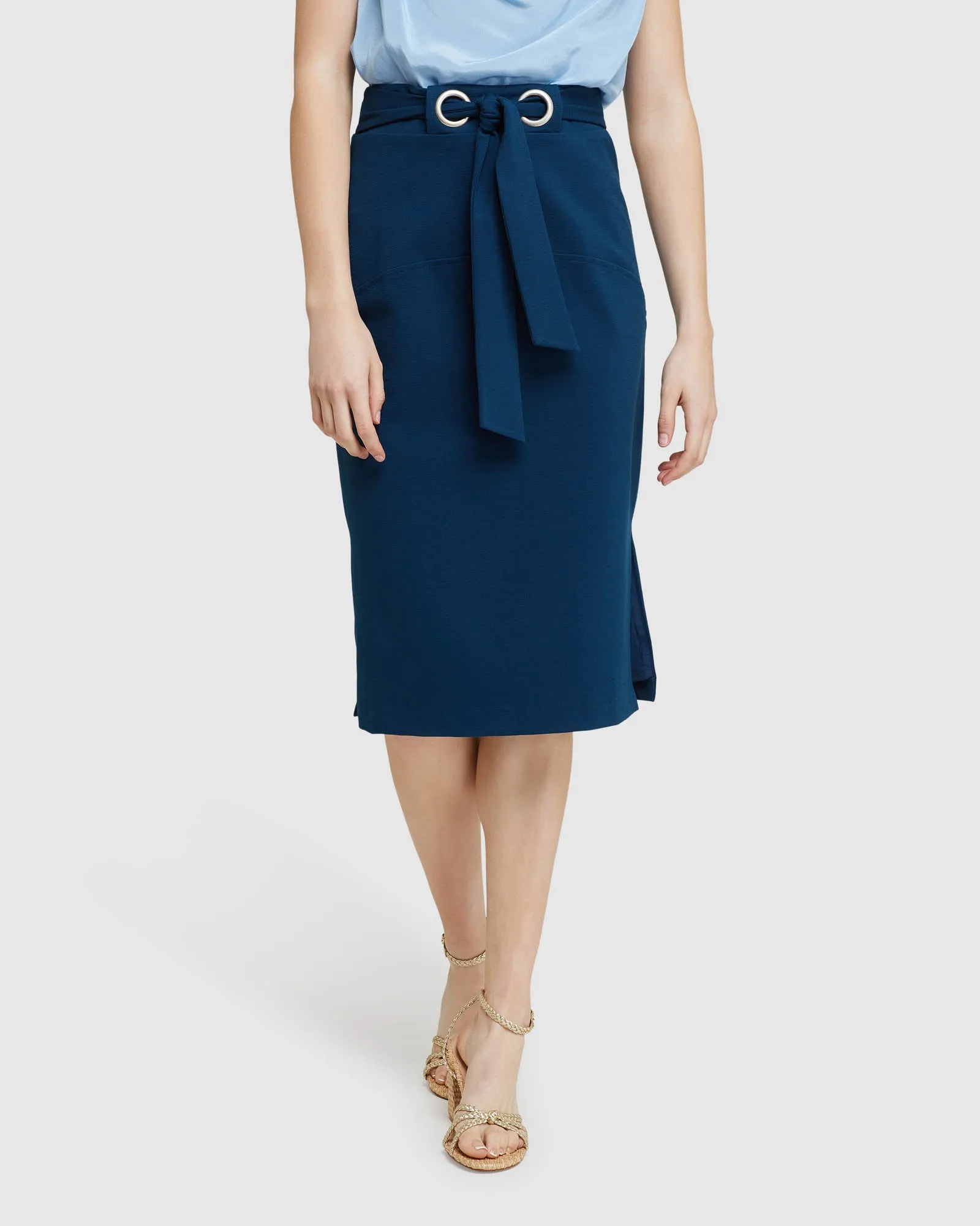 Giselle Eyelet Detail Ponti Skirt sold by Oxford Shop