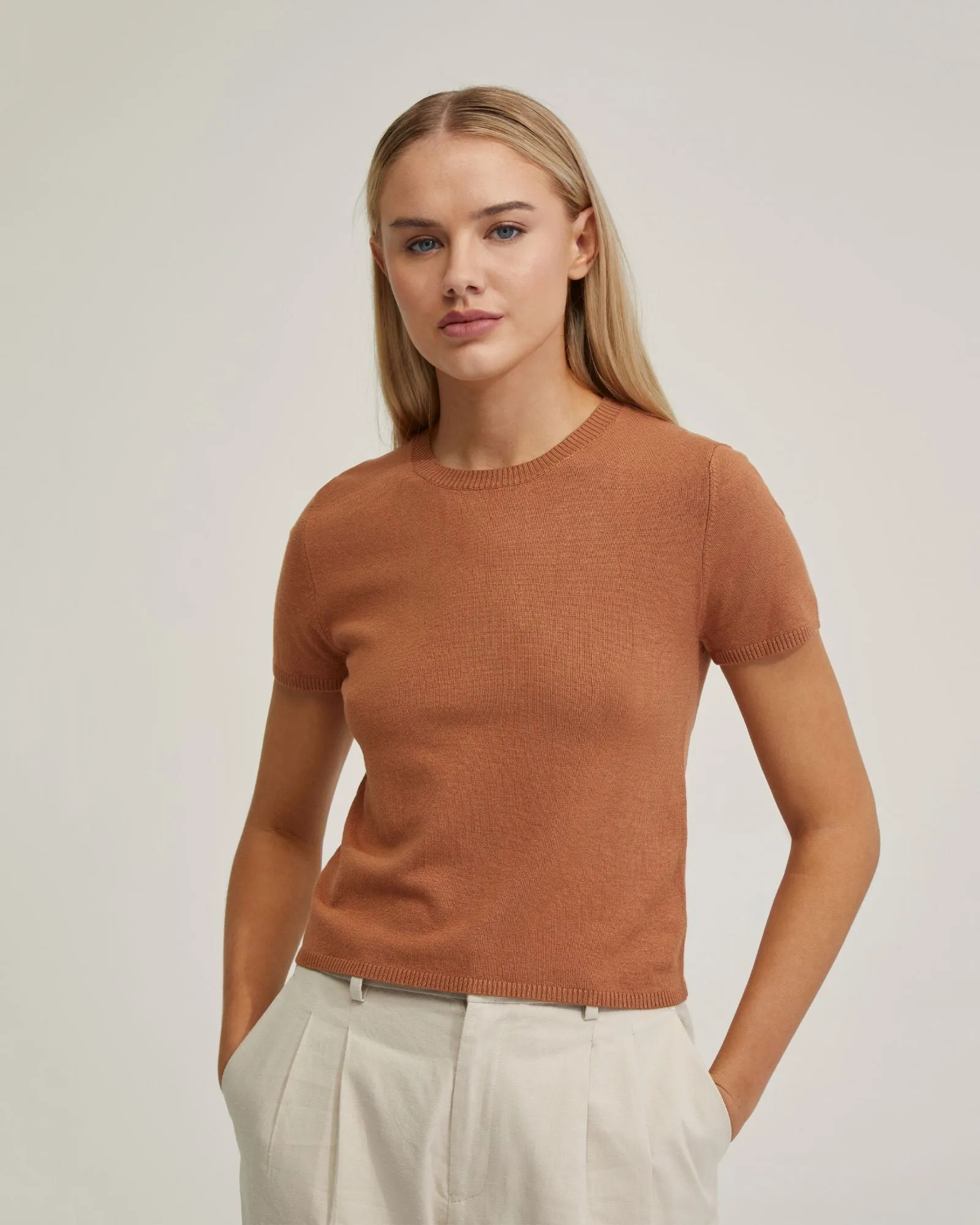 Olivia Crop Knit Top sold by Oxford Shop