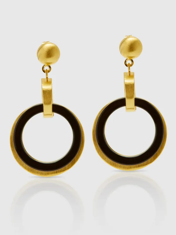 GAIL BLACK/GOLD EARRINGS sold by Oxford Shop