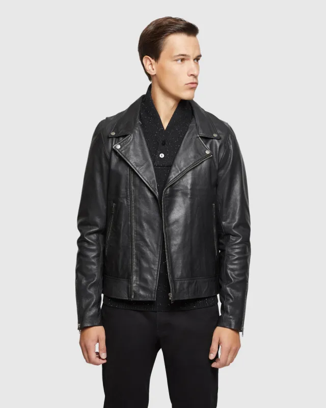 LUCCA GOAT LEATHER BIKER JACKET sold by Oxford Shop