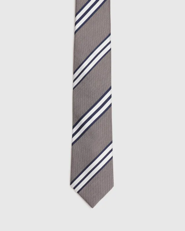 Navy And Silver Stripe Tie sold by Oxford Shop