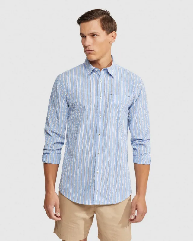 Uxbridge Seersckr Striped Shirt sold by Oxford Shop