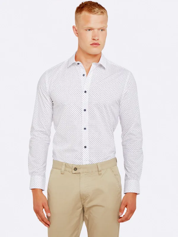 Kenton Printed Shirt Navy / sold by Oxford Shop