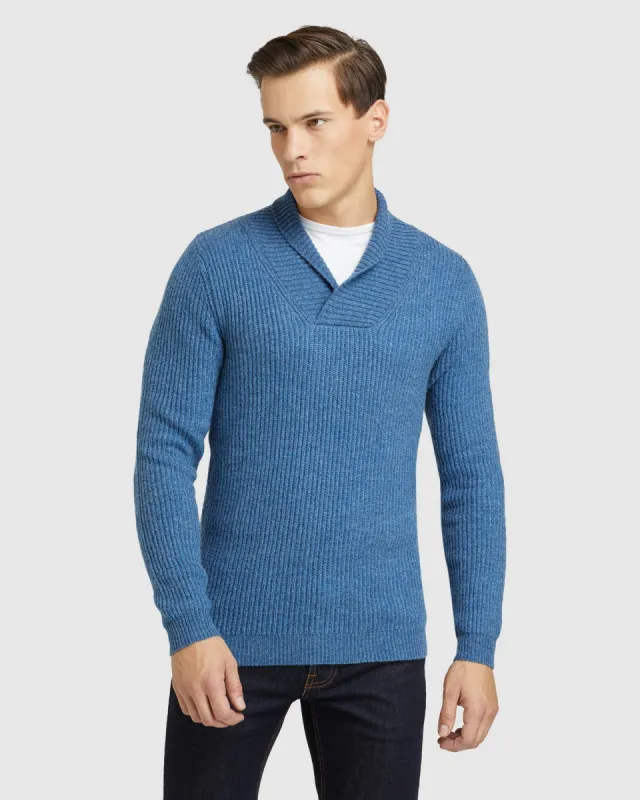 Harvey Shawl Neck Knit sold by Oxford Shop
