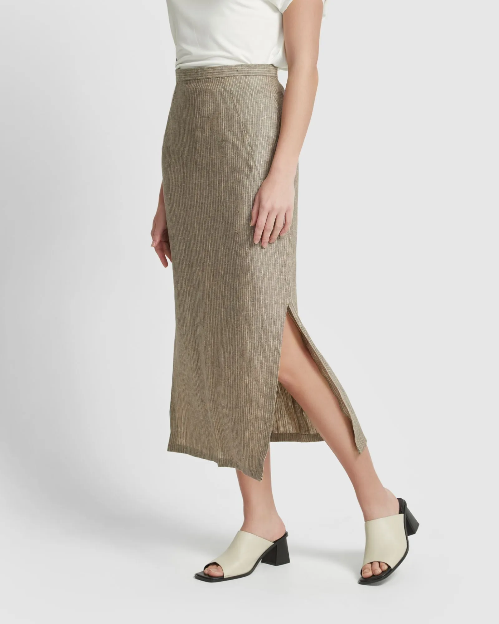 Mia Linen Pinstripe Skirt sold by Oxford Shop product image thumbnail 2