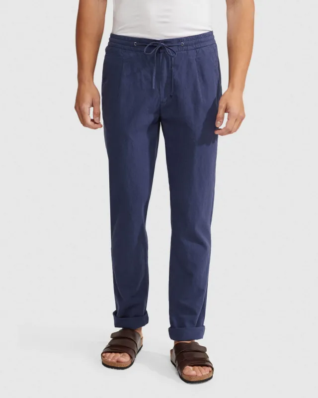 Fraser Linen Cotton Pullon Pants sold by Oxford Shop