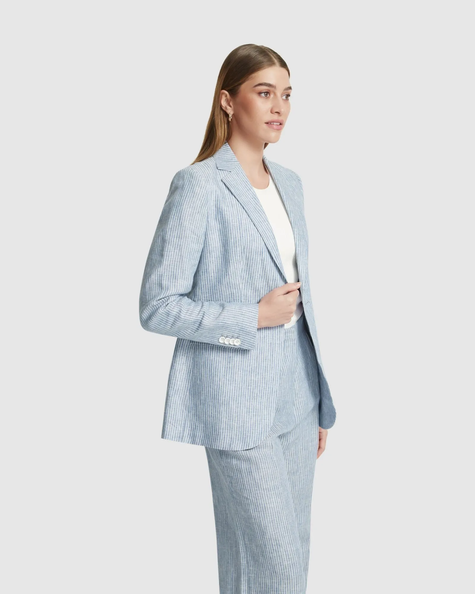 Lola Linen Stripe Jacket sold by Oxford Shop product image thumbnail 2