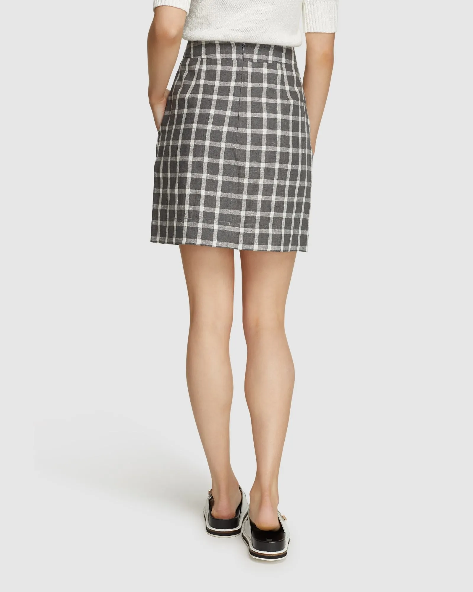 Darcy Check Linen Mini Skirt sold by Oxford Shop product image thumbnail 4