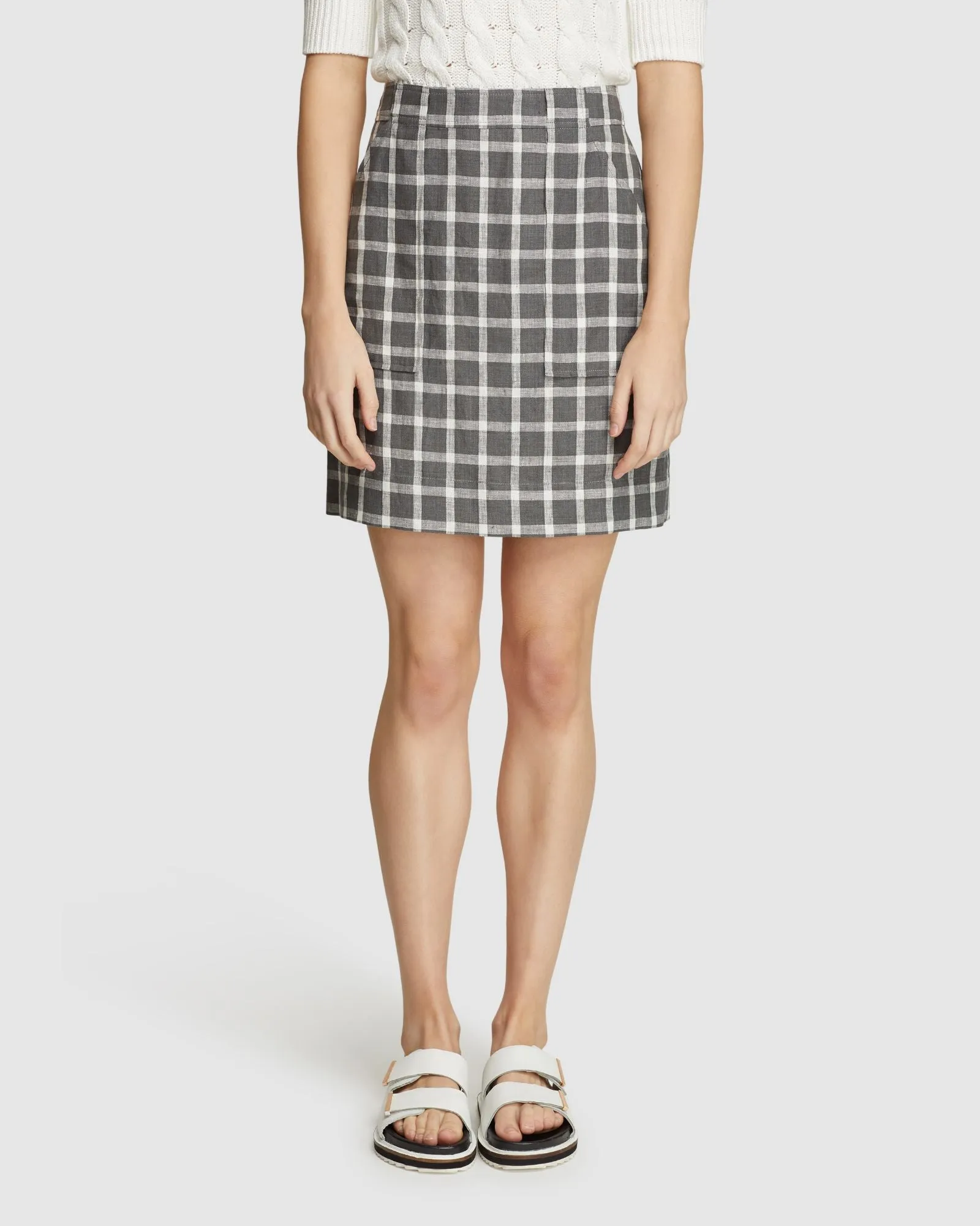 Darcy Check Linen Mini Skirt sold by Oxford Shop product image thumbnail 2