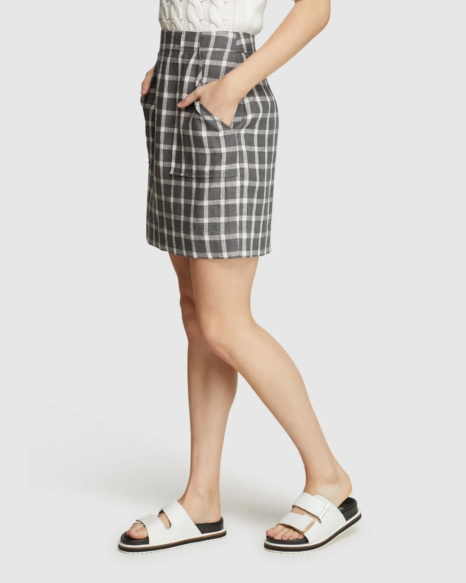 Darcy Check Linen Mini Skirt sold by Oxford Shop product image thumbnail 3