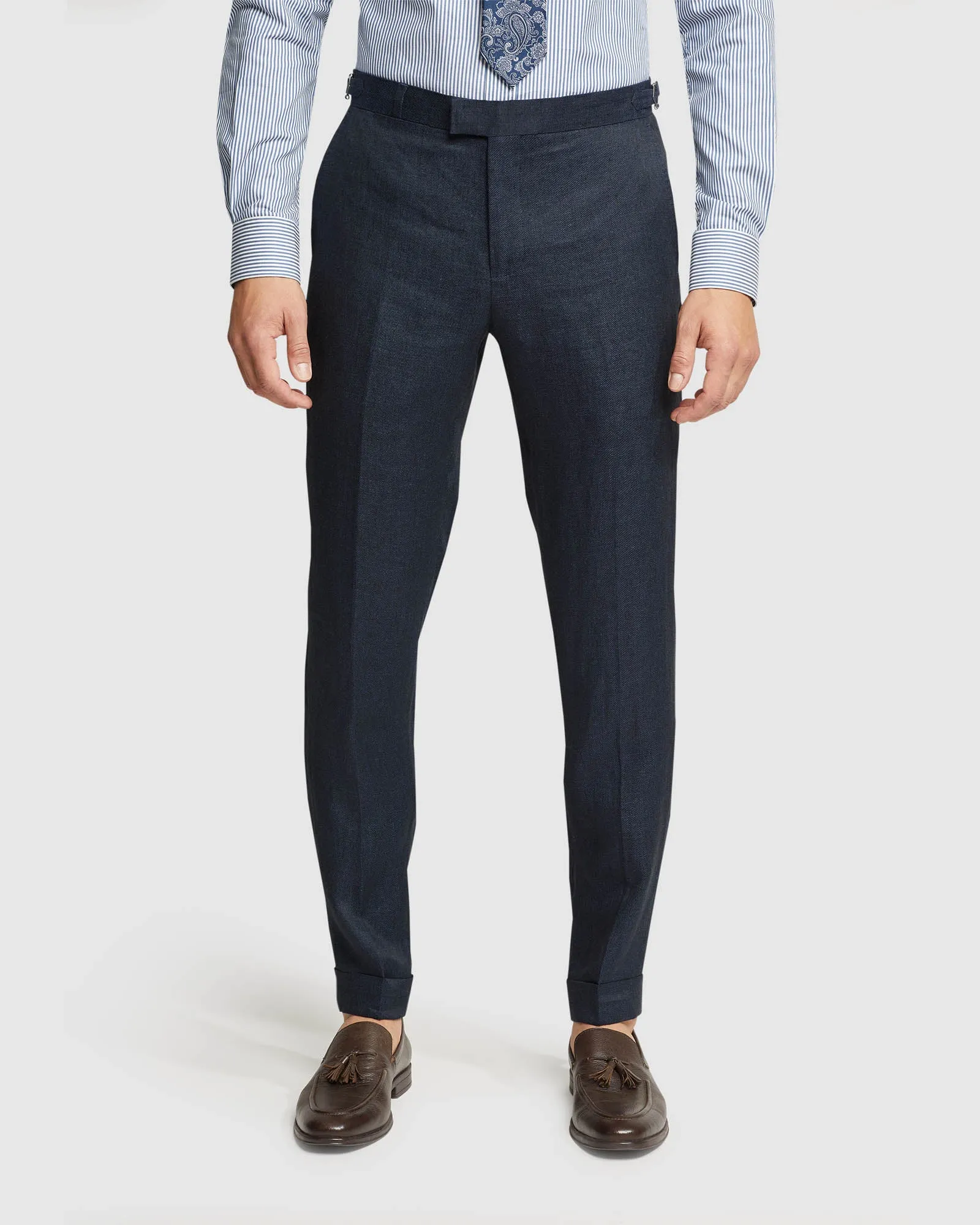 Folded Cuff Linen Trousers sold by Oxford Shop