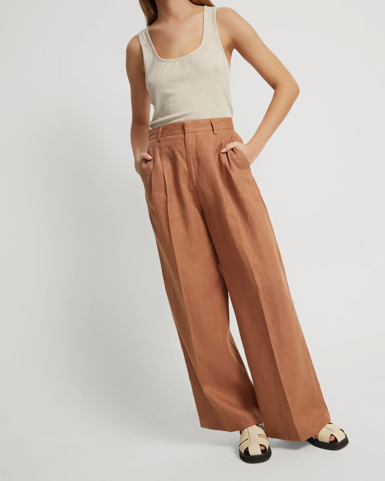 Sonia Linen Wide Leg Trousers sold by Oxford Shop product image thumbnail 4