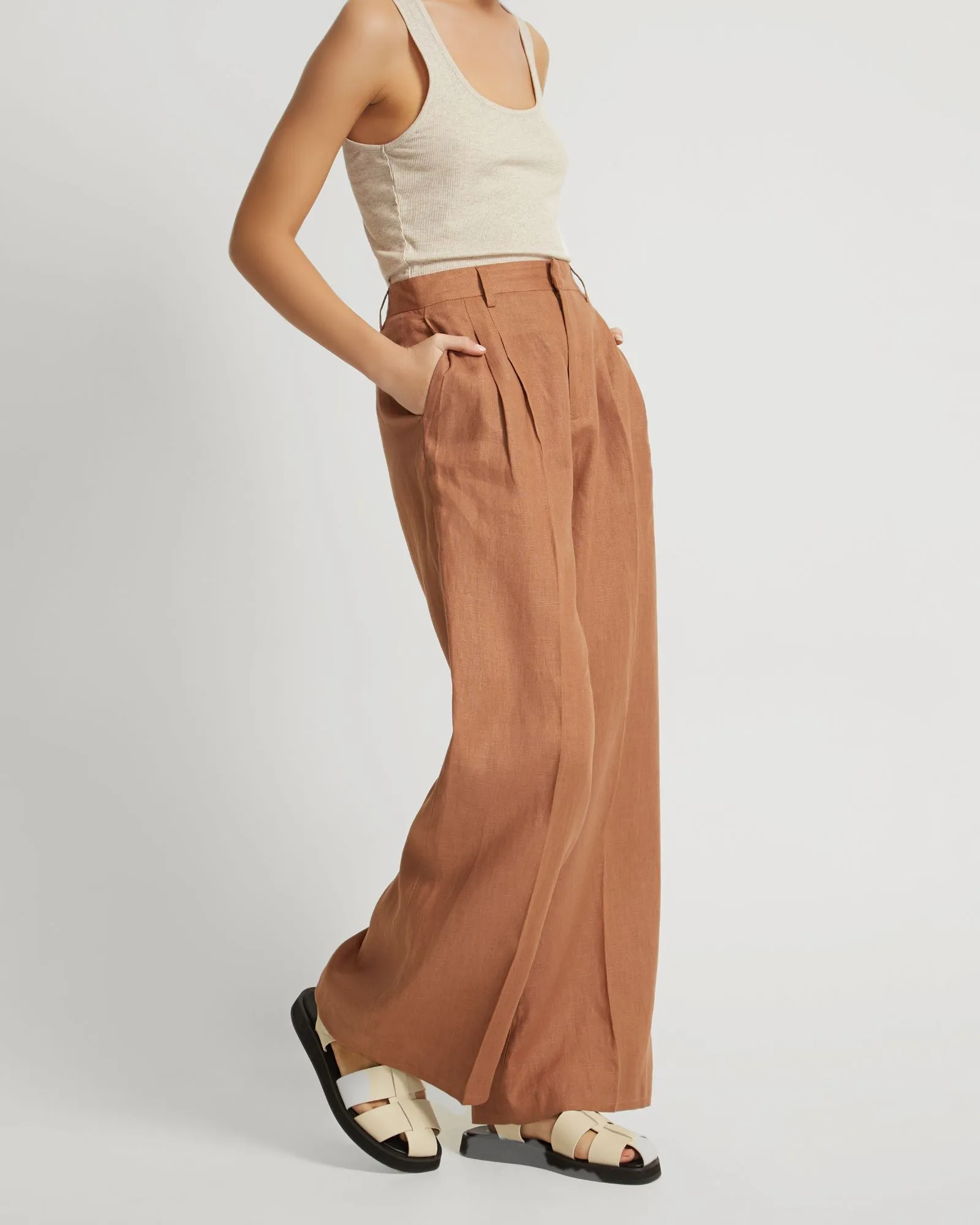 Sonia Linen Wide Leg Trousers sold by Oxford Shop product image thumbnail 2