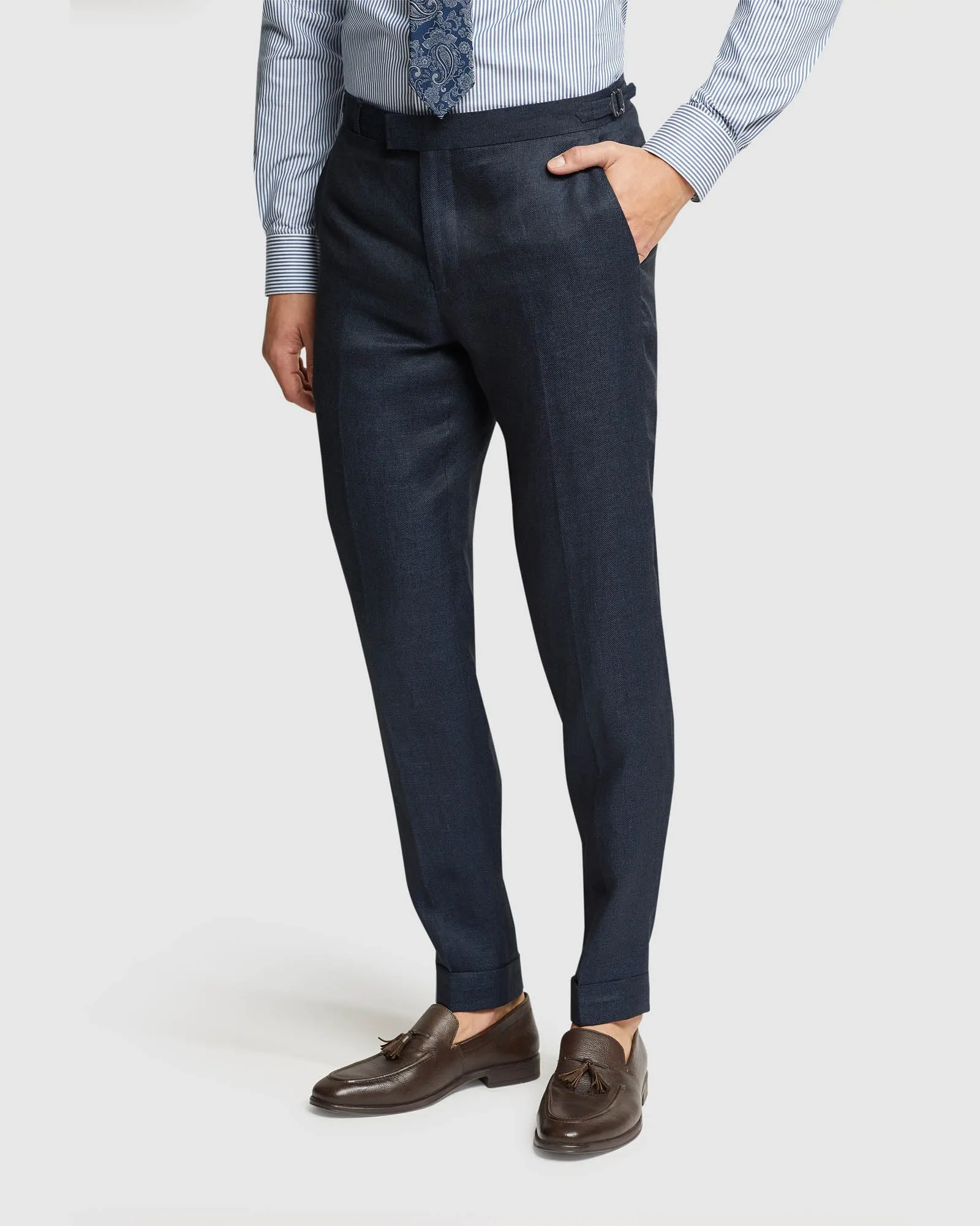 Folded Cuff Linen Trousers sold by Oxford Shop product image thumbnail 2