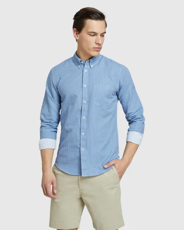 Uxbridge Linen Cotton Star Print Shirt sold by Oxford Shop