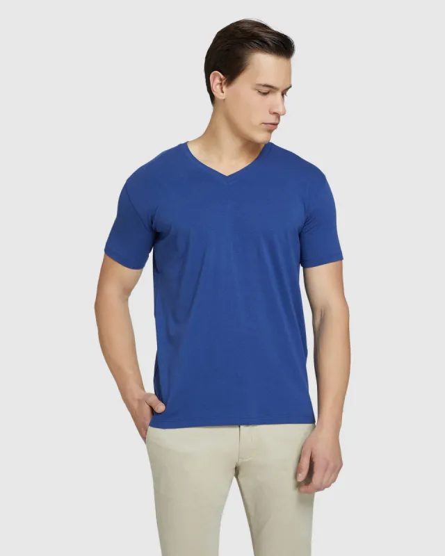 Peter Stretch V-Neck T-Shirt sold by Oxford Shop