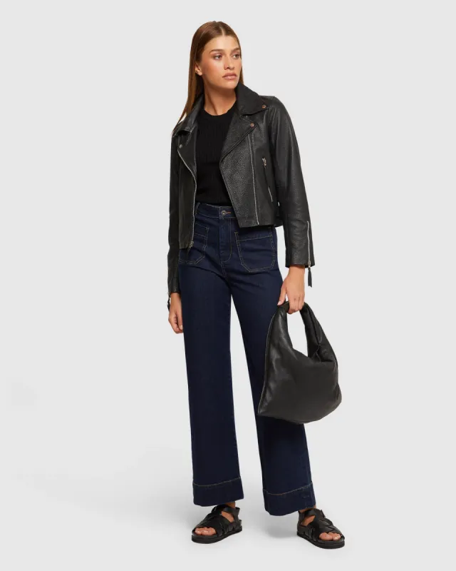 Sandy Textured Leather Jacket sold by Oxford Shop