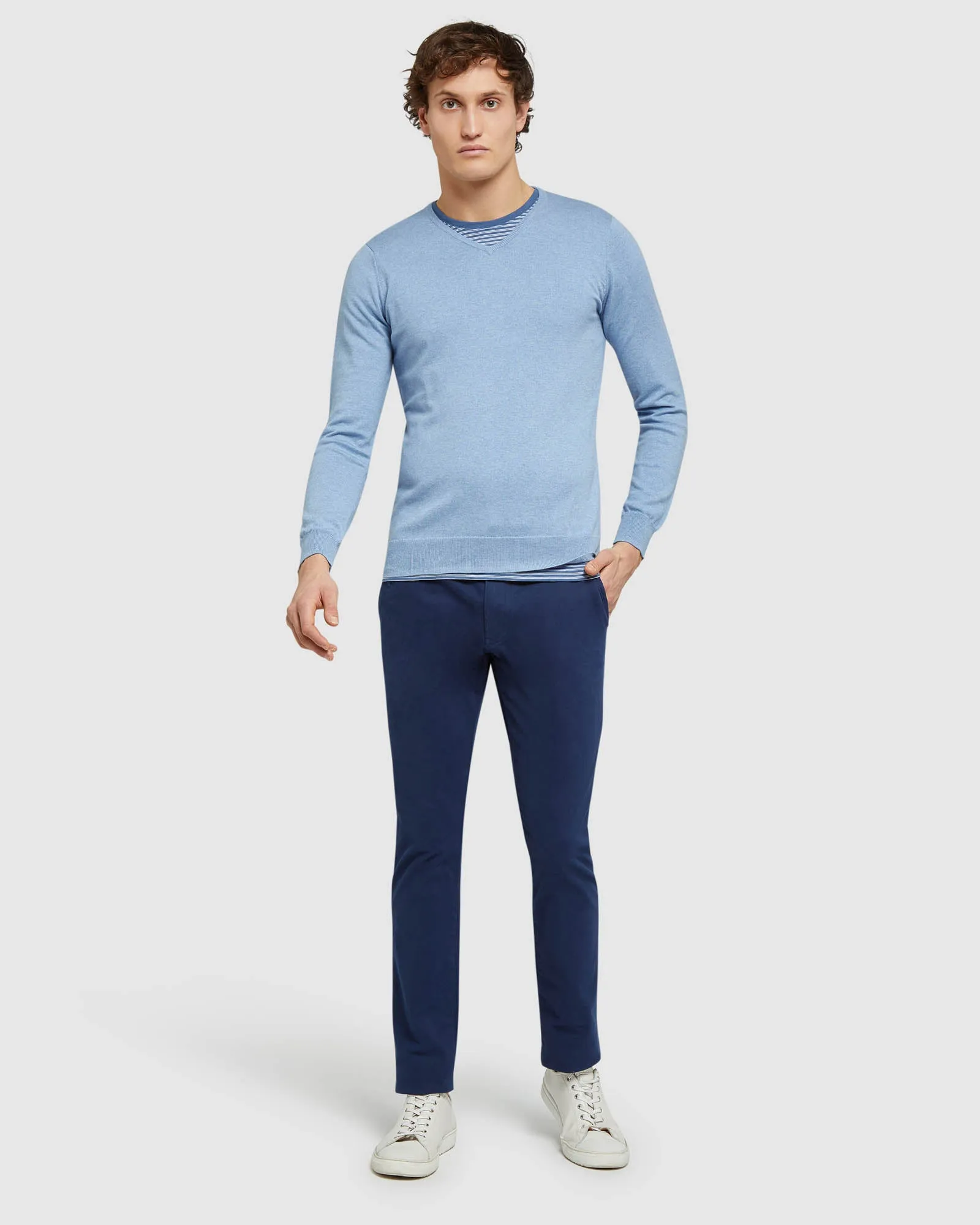 Cotton Cashmere V-Neck Pullover sold by Oxford Shop product image thumbnail 5