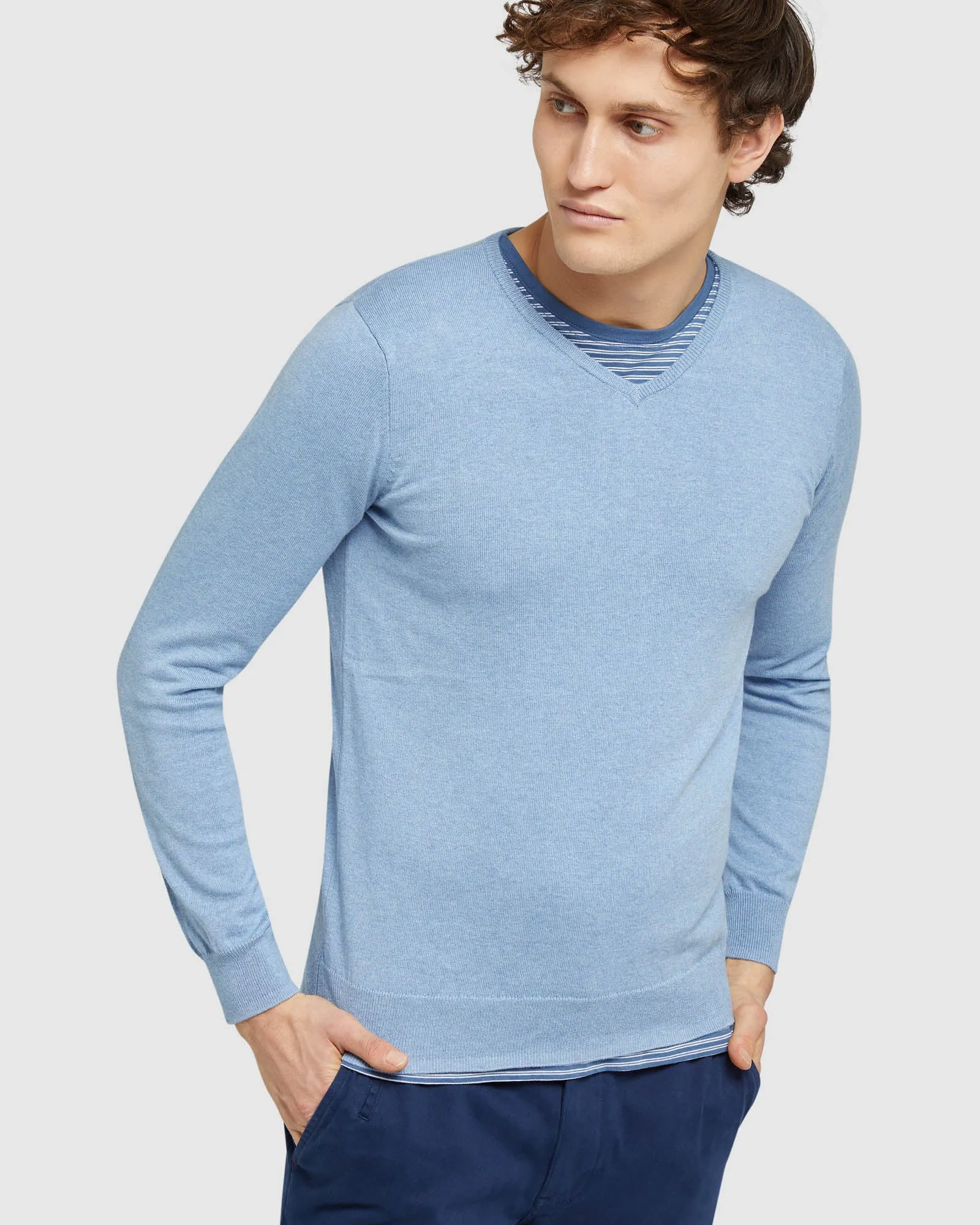 Cotton Cashmere V-Neck Pullover sold by Oxford Shop product image thumbnail 4