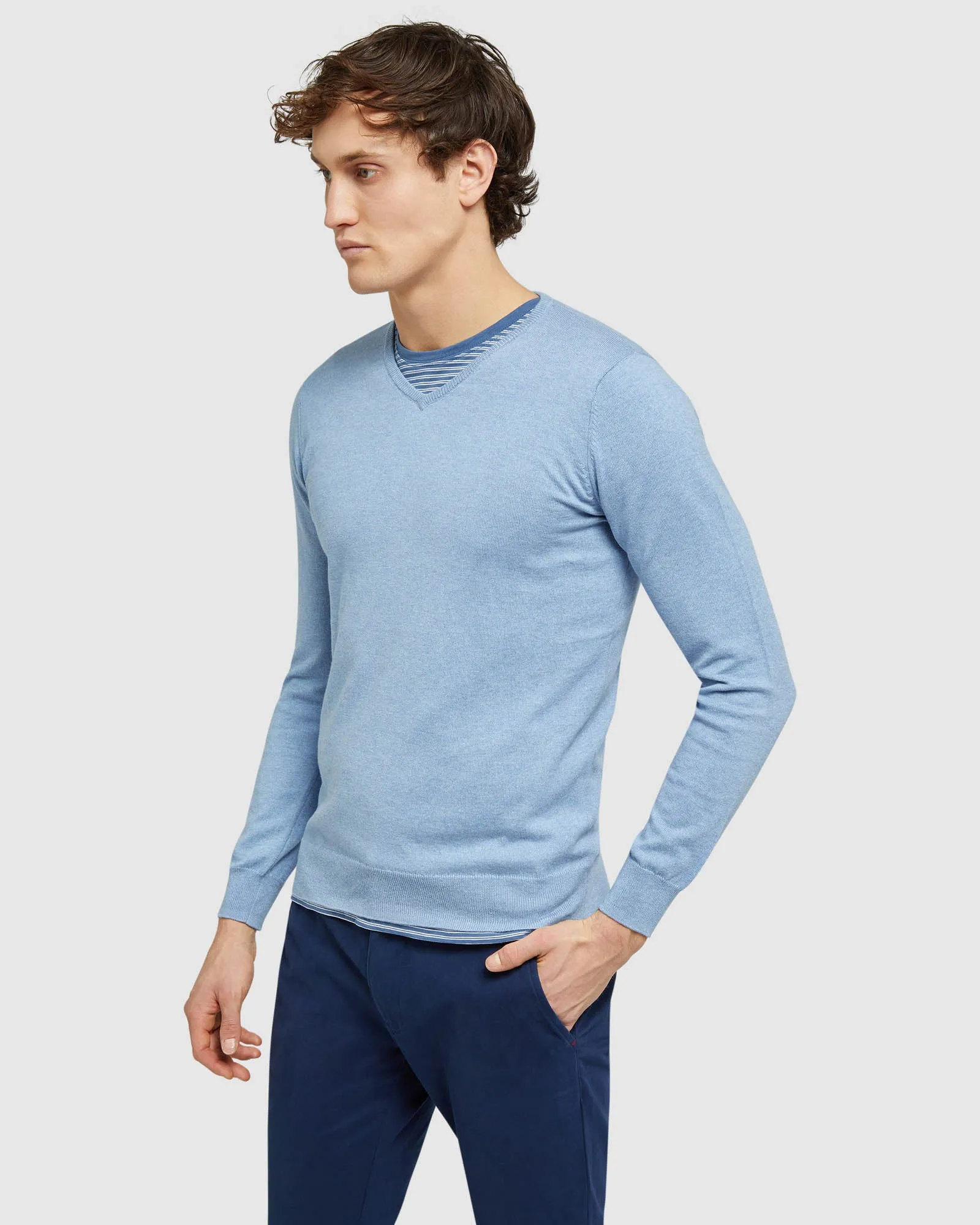 Cotton Cashmere V-Neck Pullover sold by Oxford Shop product image thumbnail 2