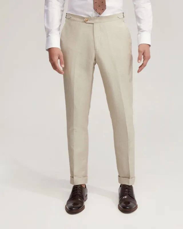 Byron Wool Linen Cuffed Suit Trousers sold by Oxford Shop
