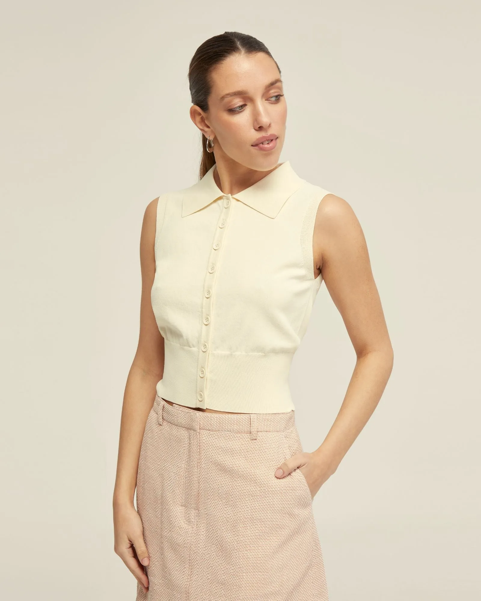 Rae Polo Neck Buttoned Knit Top sold by Oxford Shop product image thumbnail 5