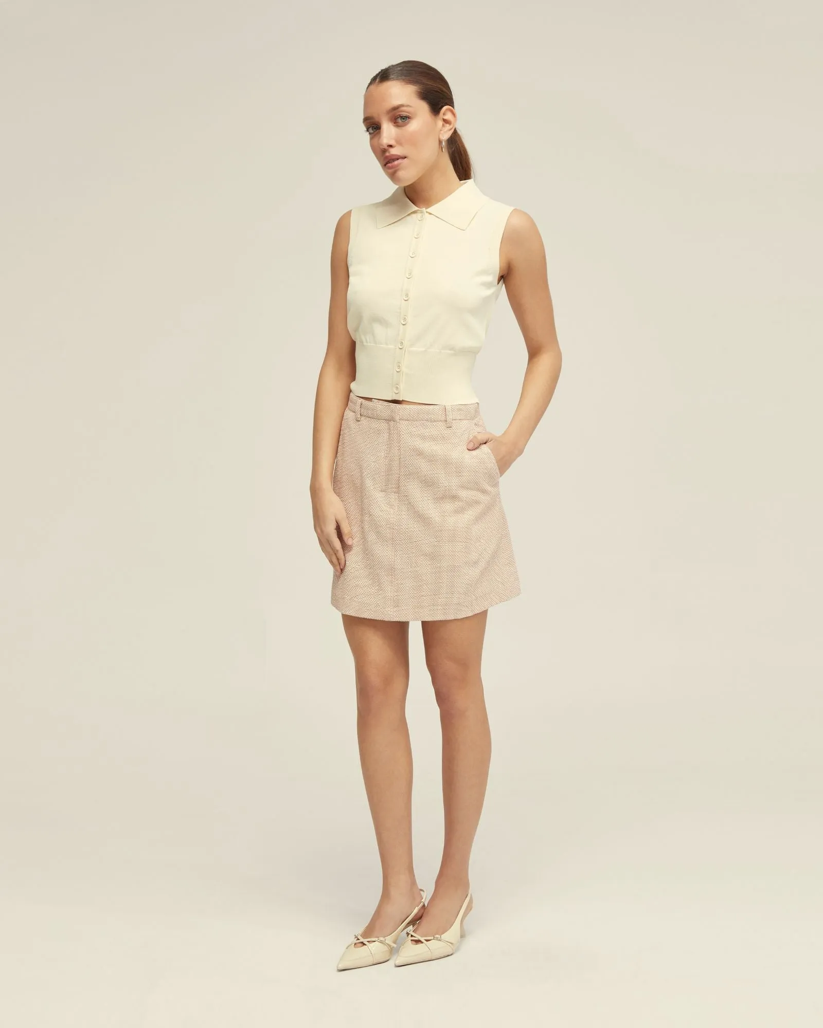 Rae Polo Neck Buttoned Knit Top sold by Oxford Shop