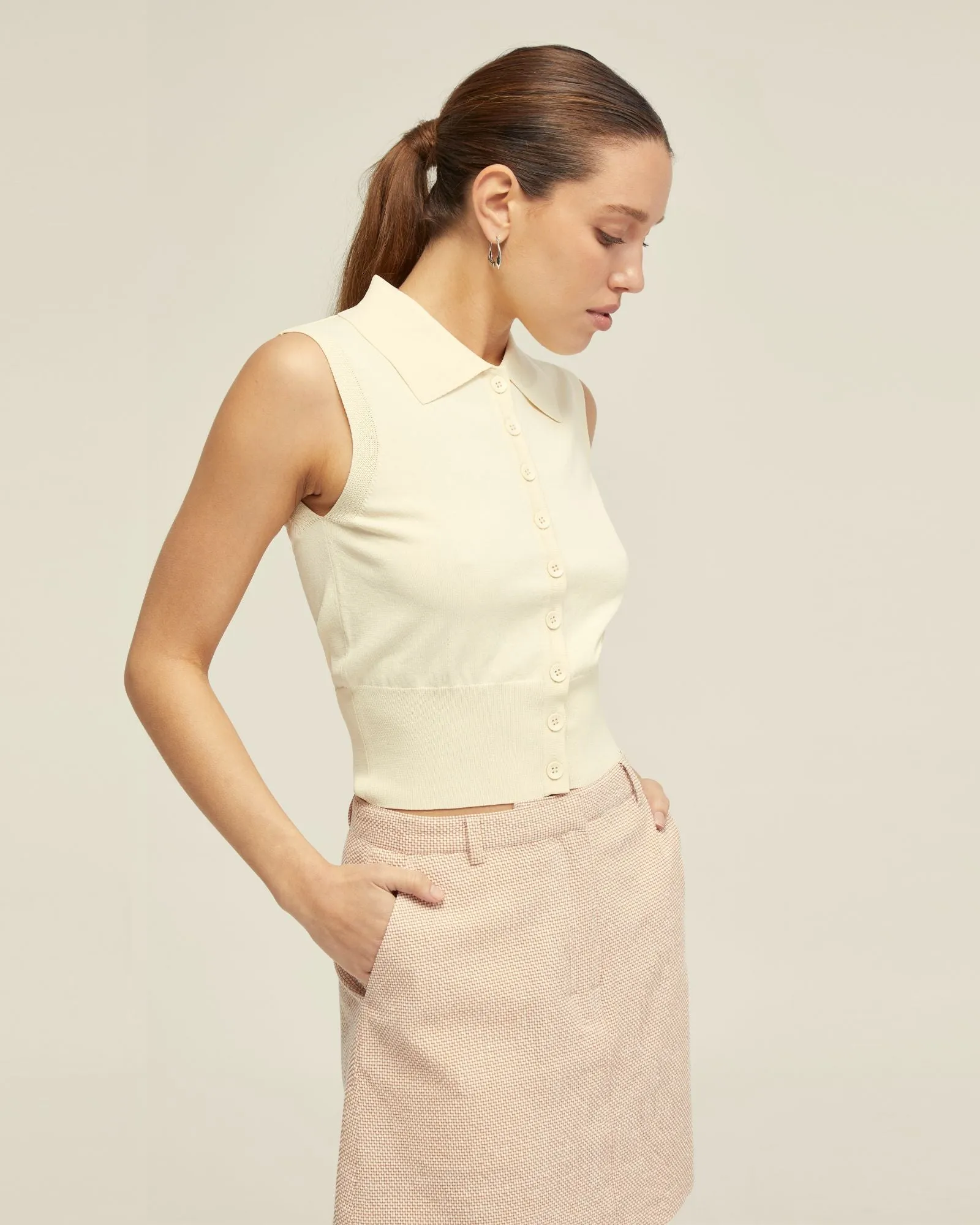 Rae Polo Neck Buttoned Knit Top sold by Oxford Shop product image thumbnail 2