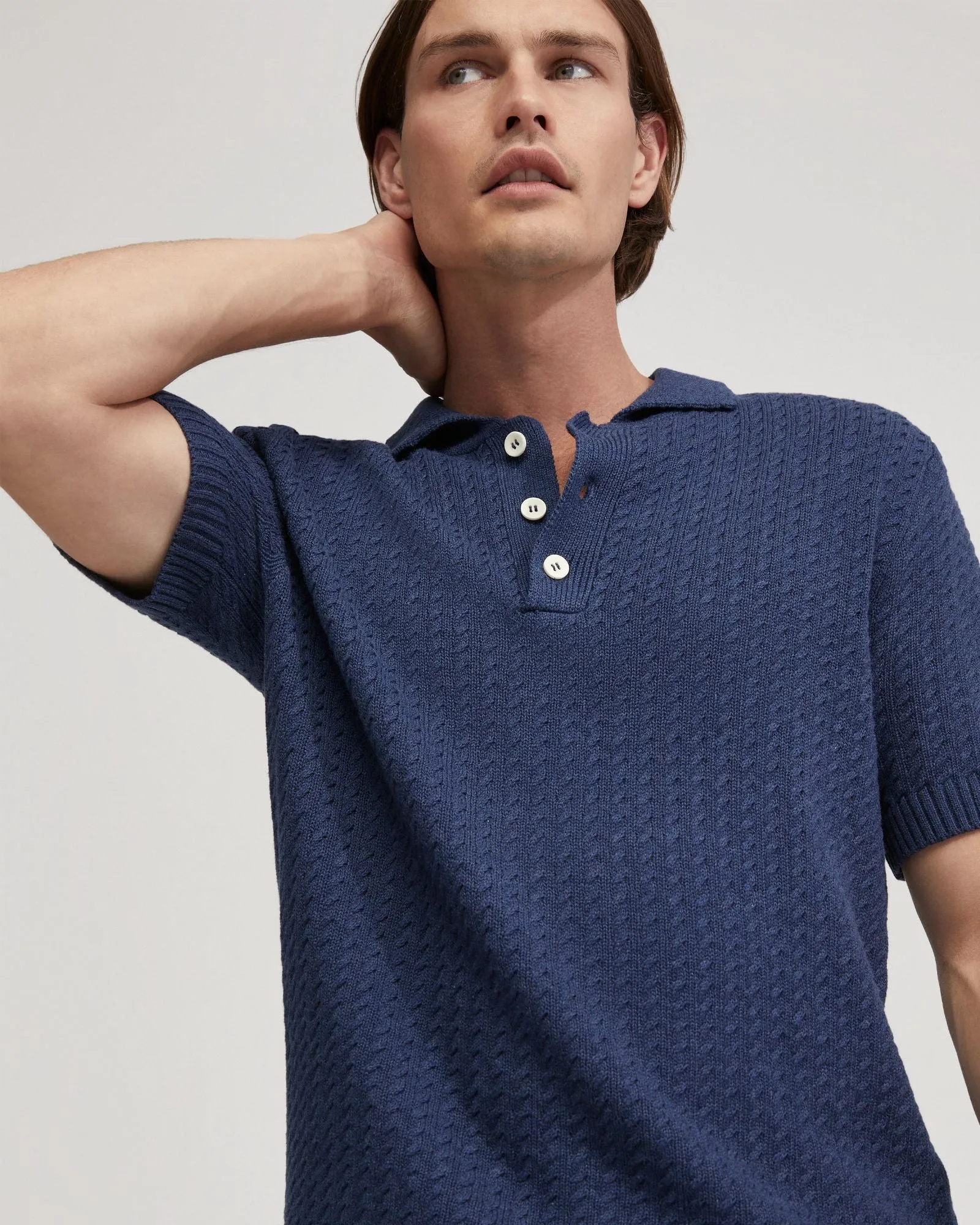 Harrison Cable Knit Polo sold by Oxford Shop product image thumbnail 4
