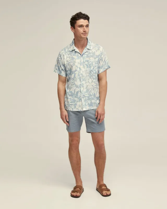 Vinny Linen Blnd Printed Short Sleeve Shirt sold by Oxford Shop