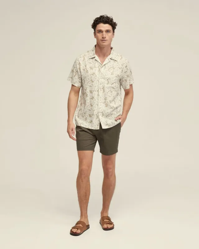 Vinny Linen Blnd Printed Short Sleeve Shirt sold by Oxford Shop