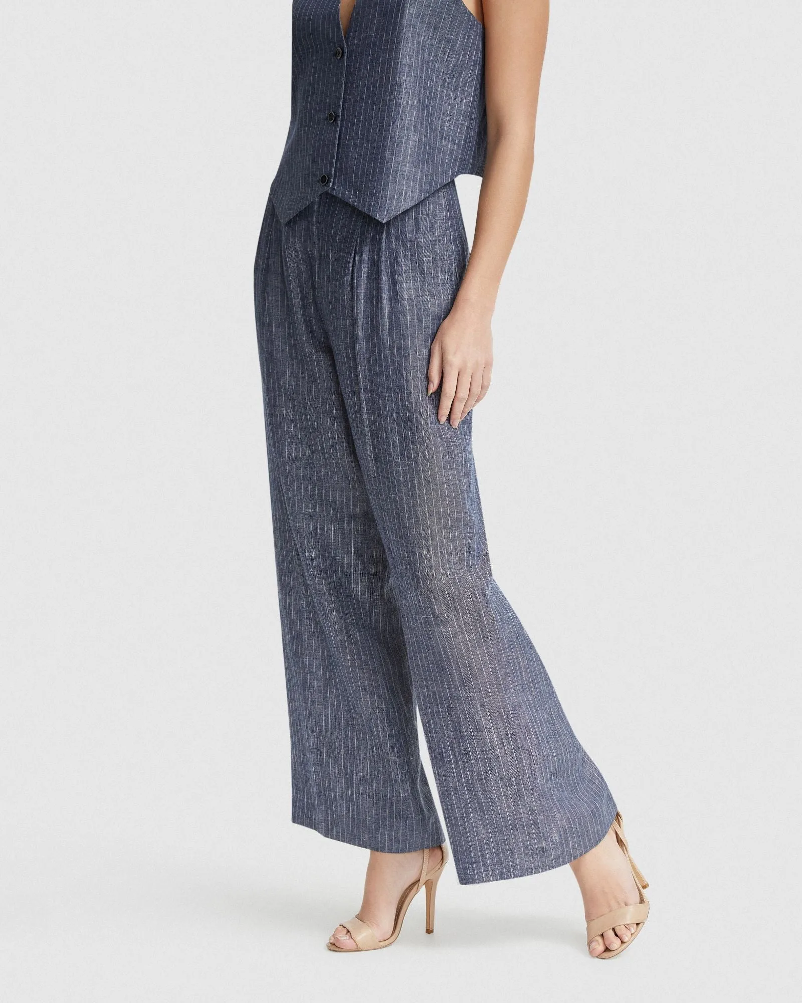 Sonia Pinstripe Linen Pants sold by Oxford Shop product image thumbnail 2