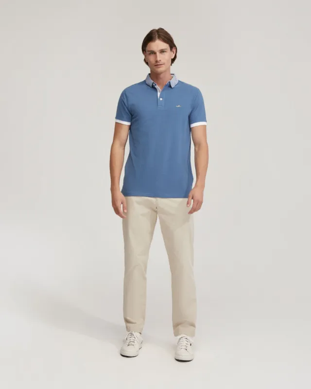 Dylan Striped Collar Pique Polo sold by Oxford Shop