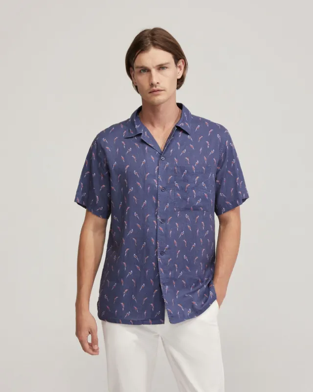 Vinny Linen Blnd Short Sleeve Printed Shirt sold by Oxford Shop