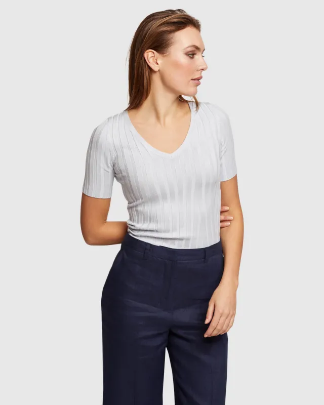 Lucy Rib V-Neck Knit sold by Oxford Shop