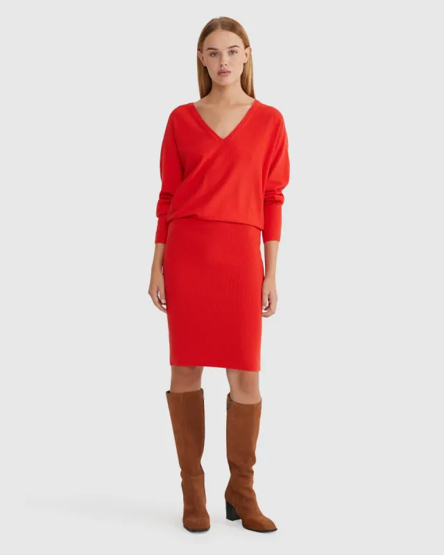 Francesca V-Neck Rib Knitted Dress sold by Oxford Shop