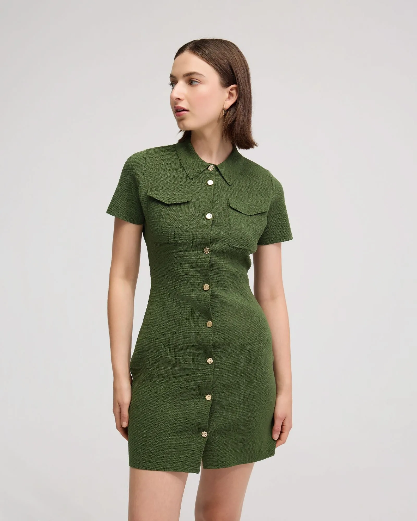 Olive Knitted Mini Dress sold by Oxford Shop product image thumbnail 5