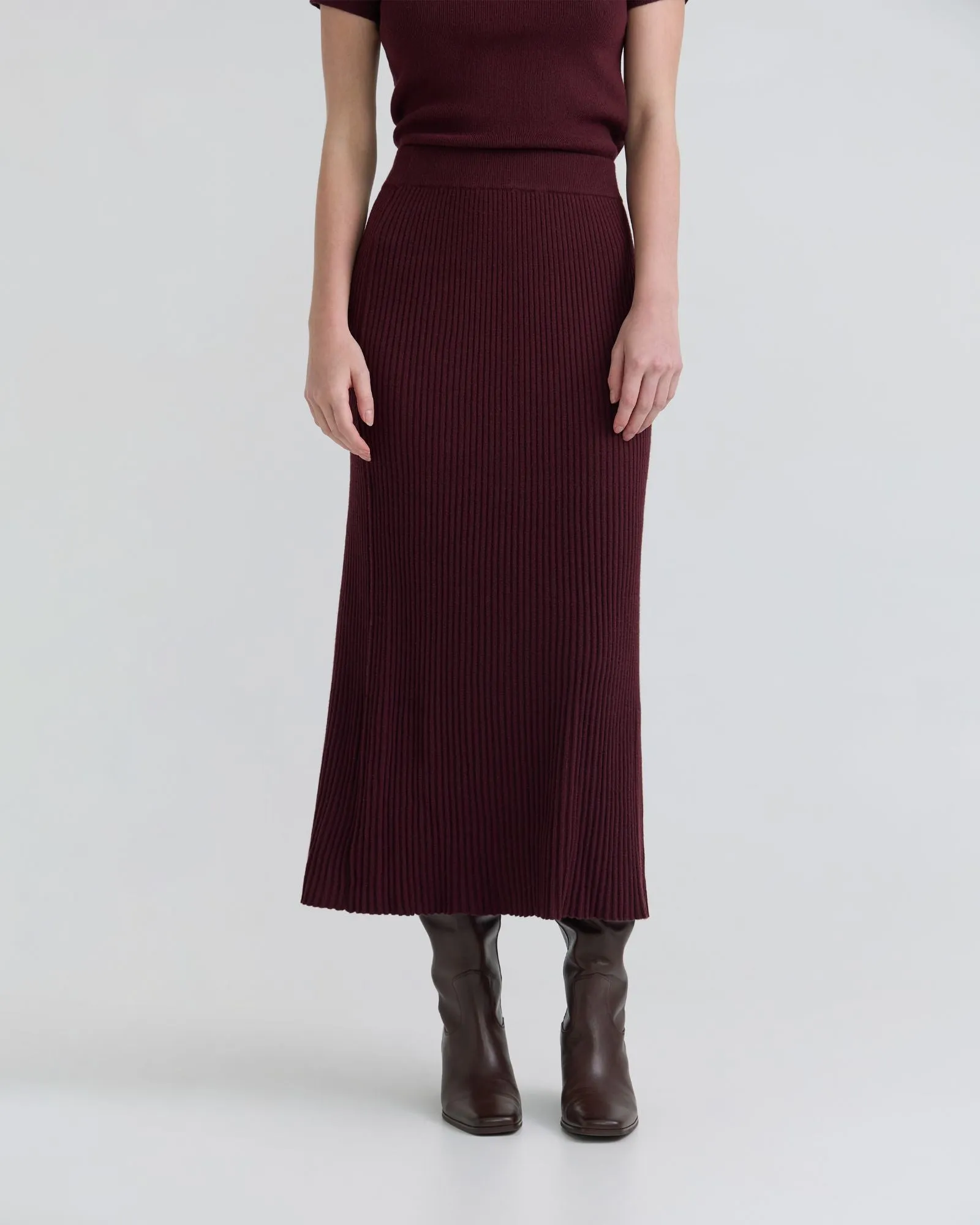 Belle Rib Knitted Skirt sold by Oxford Shop