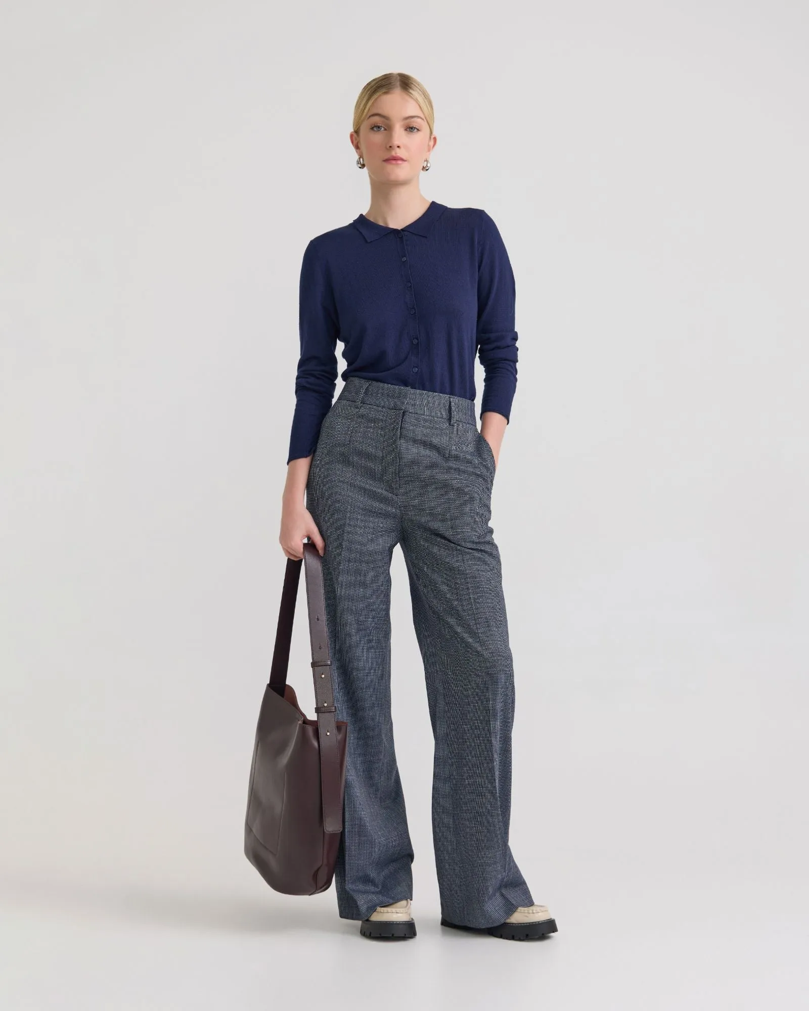 Edwina Silk Blnd Polo Collar Knit sold by Oxford Shop